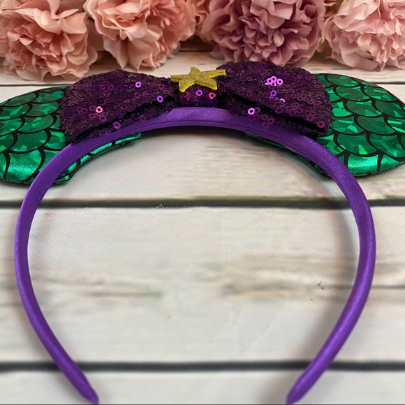 Minnie Mouse Ariel Little Mermaid Headband & Bow - Picture 6 of 11